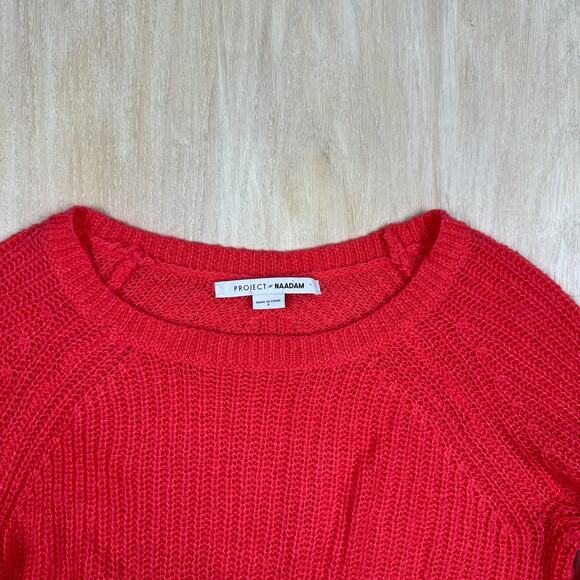 Project Naadam Coral Pink Open Knit Bell Sleeve Tied Bow Pullover Sweater Small - Picture 4 of 15